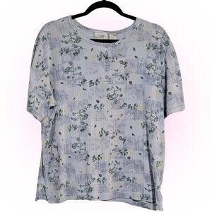 CUTE FLORAL WOMEN'S T-SHIRT TOP EUC 1X XL